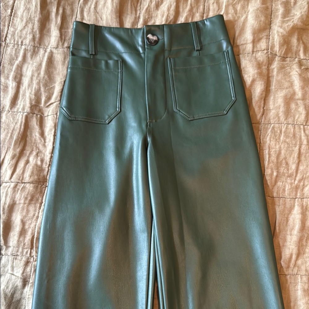 Anthropologie Maeve Green Colette Faux Leather Pant